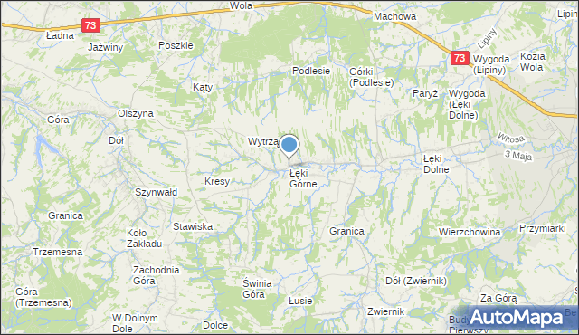 mapa Łęki Górne, Łęki Górne gmina Pilzno na mapie Targeo